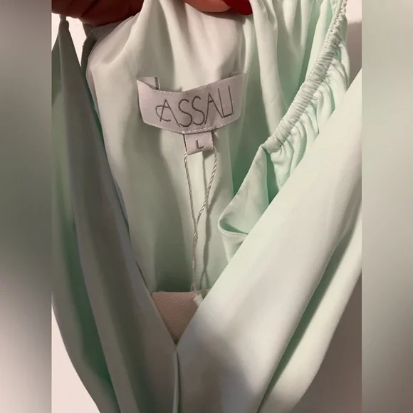 Assali Lavinia x REVOLVE Sleeveless Bow Mint Green V-Neck Mini Dress Large NWT - Picture 6 of 8